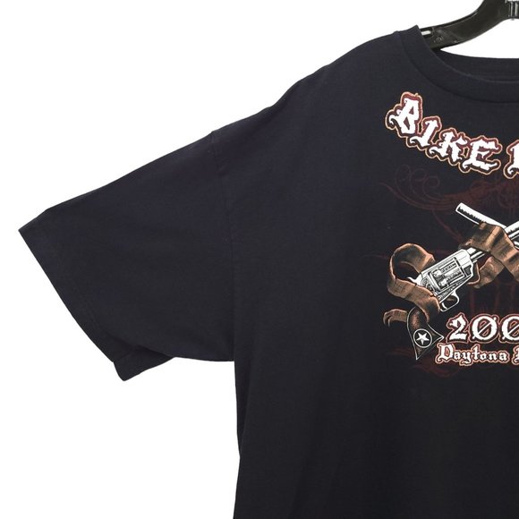 Bike Week 2009 Daytona Beach T Shirt Mens 3XL Double Sided Crew Neck Black Biker - Picture 11 of 16